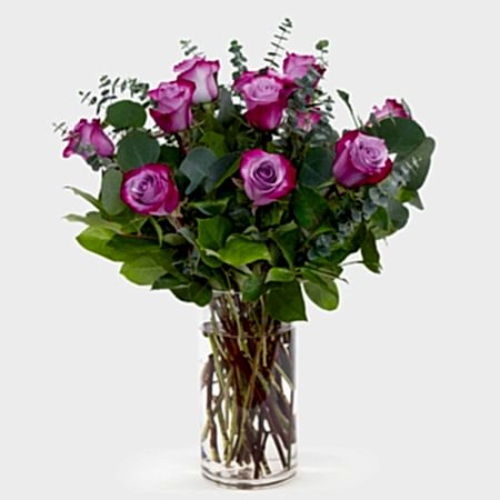 1-Dozen Deep Purple Roses