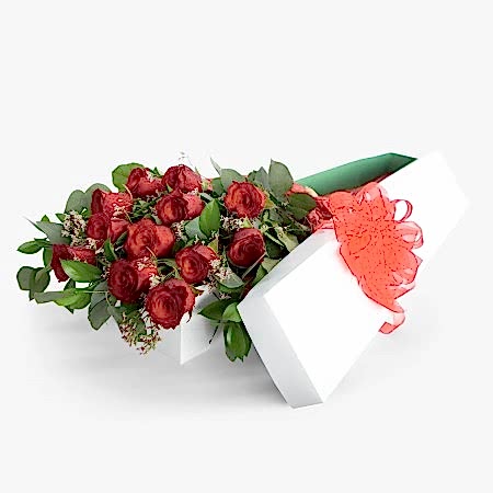 1-Dozen Boxed Red Roses