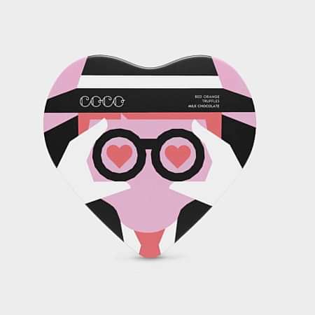 COCO Red Orange Truffles Heart Tin