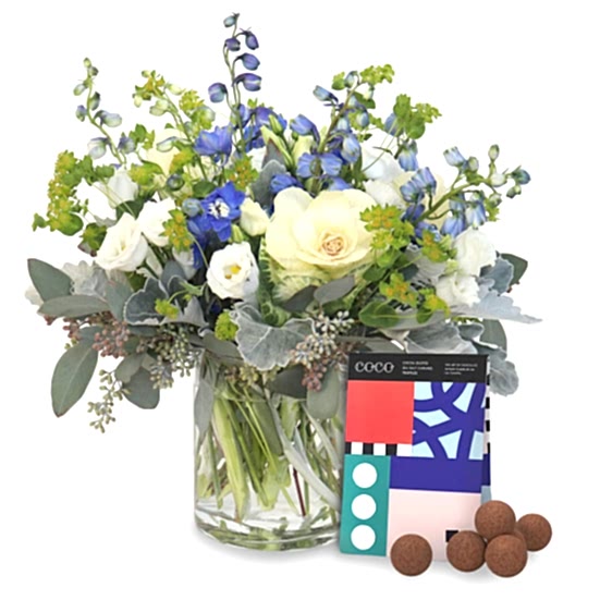 Blue Diamonds + COCO Sea Salt Caramel Truffles Lisianthus