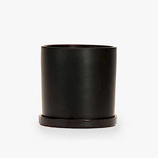 5'' Black Ceramic + Saucer Containers/Planters