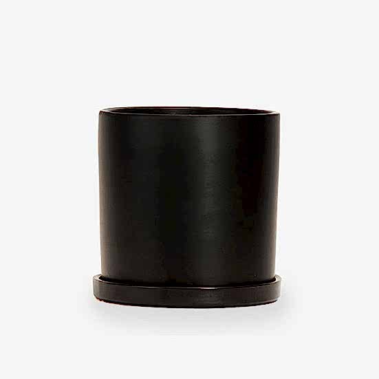 8'' Black Ceramic + Saucer Containers/Planters