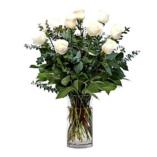 1-Dozen White Roses Just Roses