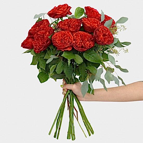 Red Garden Rose Bouquet Bouquets