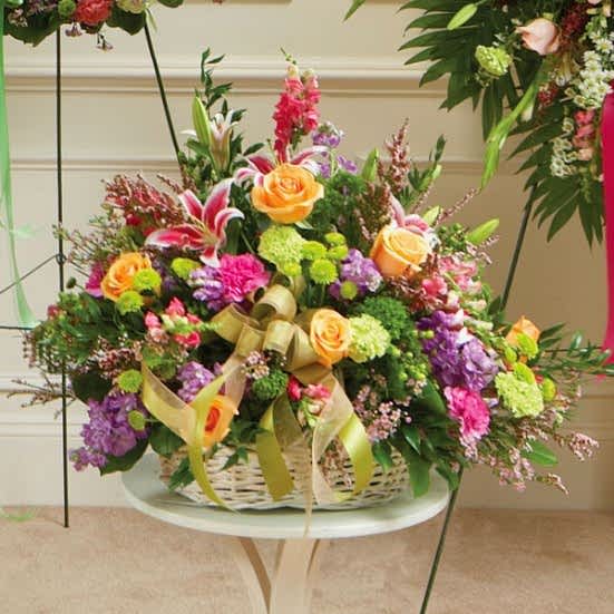 Pastel Sympathy Arrangement in Basket Sympathy