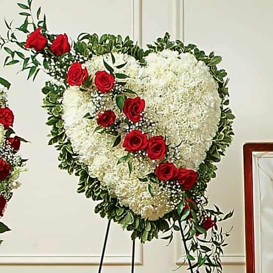 Always in My Heart Floral Heart - Red Sympathy