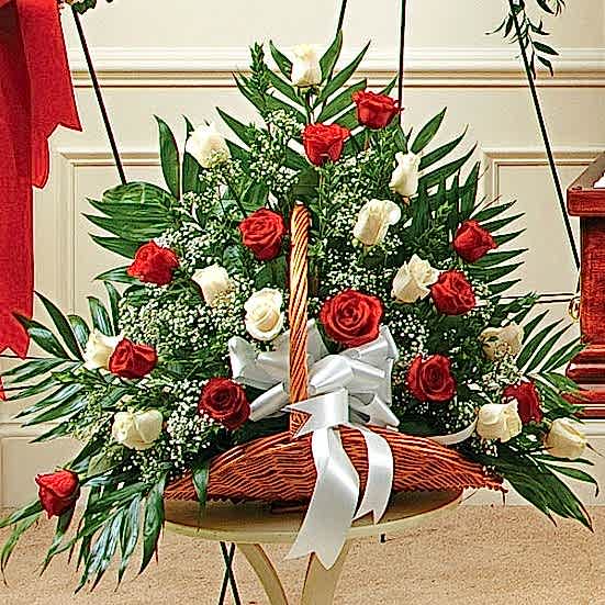 Sincerest Sympathies Fireside Basket-Red & White Sympathy