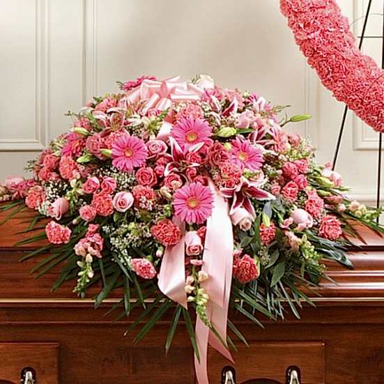 Cherished Memories Pink & White Half Casket Cover Sympathy