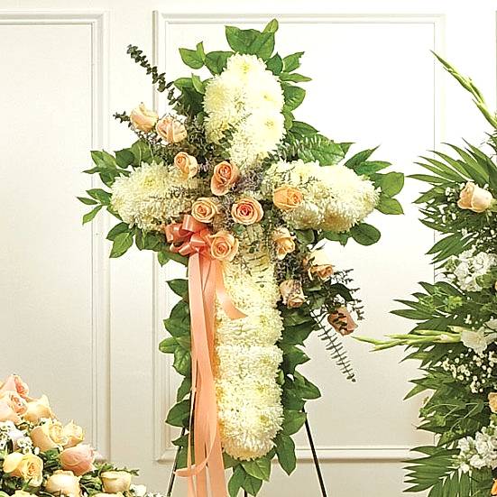 Peace and Prayers Standing Cross - Peach Sympathy
