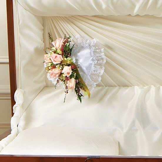 Pastel Satin Heart Casket Pillow Personal Sympathy Tributes