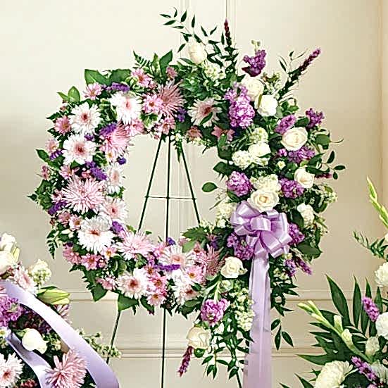 Serene Blessings Standing Wreath - Lavender Sympathy