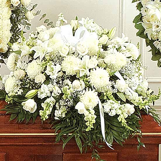 Cherished Memories White Half Casket Cover Sympathy