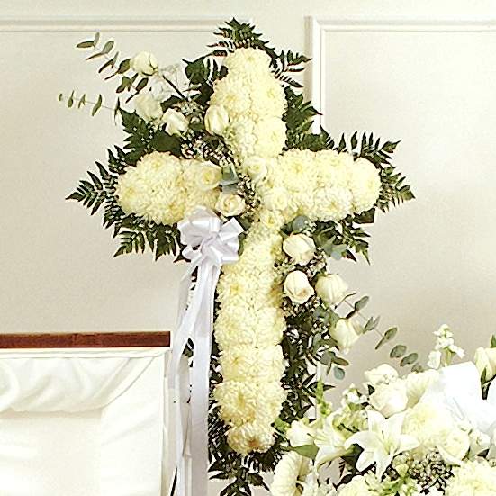 Peace and Prayers Standing Cross White Sympathy