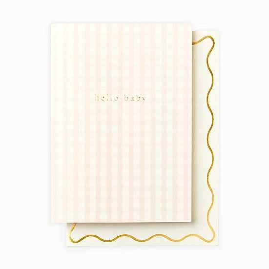 Gingham Hello Baby Card Katie Leamon