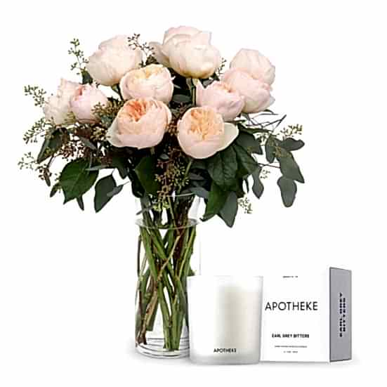 Blush Garden Roses + Apotheke Candle Love & Romance