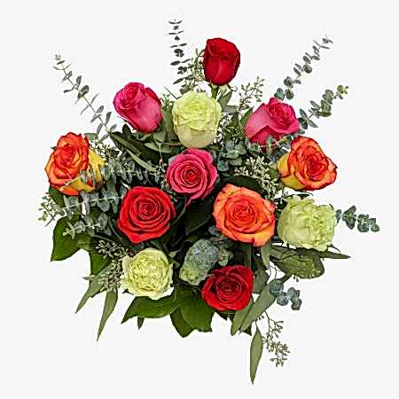 1-Dozen Multicolor Roses + Sydney Hale Candle