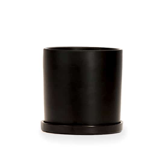 5'' Black Ceramic + Saucer Containers/Planters