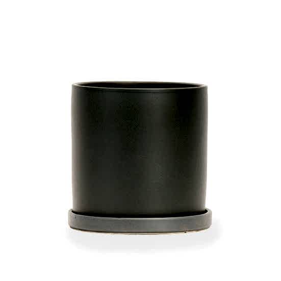 5'' Gray Ceramic + Saucer Containers/Planters