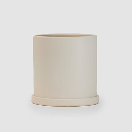 8'' White Ceramic + Saucer Containers/Planters