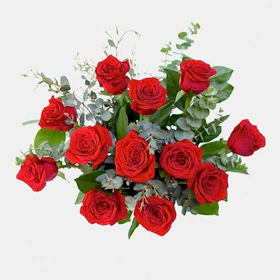 1-Dozen Red Rose Bouquet Valentine's Day