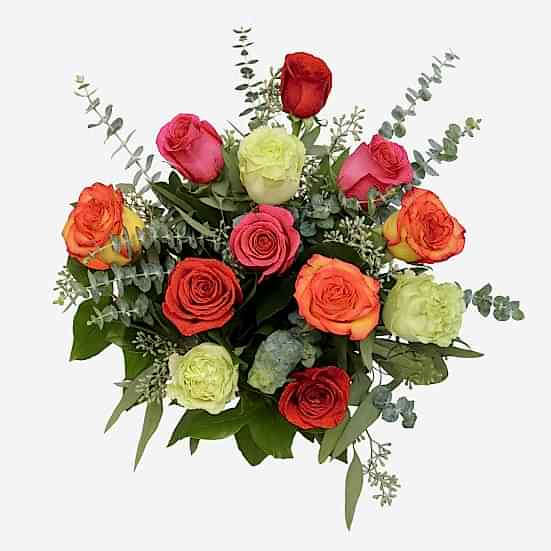 1-Dozen Multicolor Roses + Sydney Hale Candle Housewarming