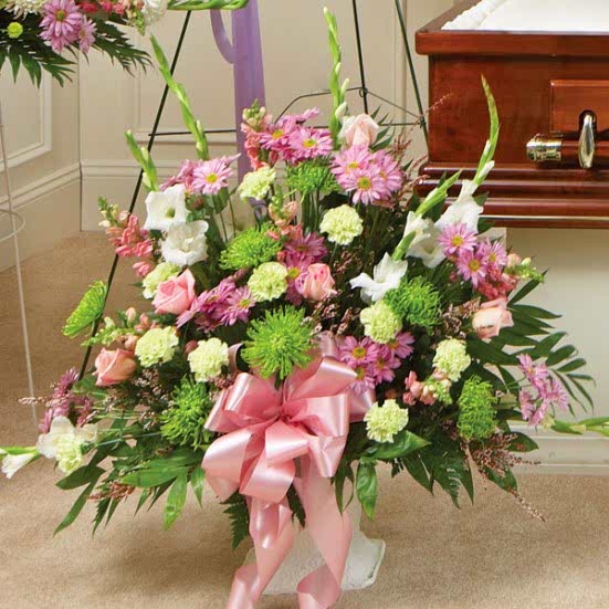 Heartfelt Tribute Floor Basket Arrangement Pastel Sympathy