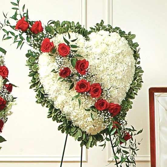 Always in My Heart Floral Heart - Red Sympathy