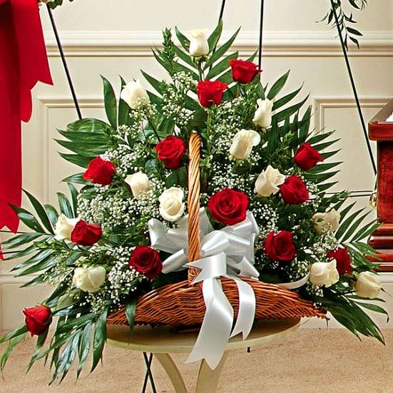 Sincerest Sympathies Fireside Basket-Red & White Sympathy