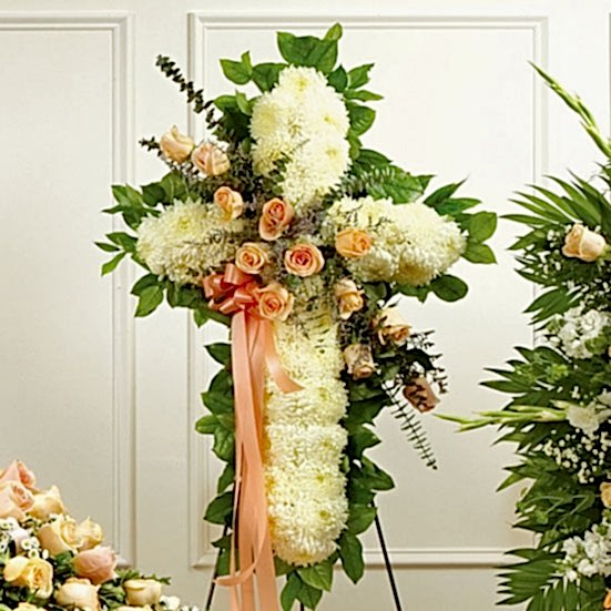 Peace and Prayers Standing Cross - Peach Sympathy