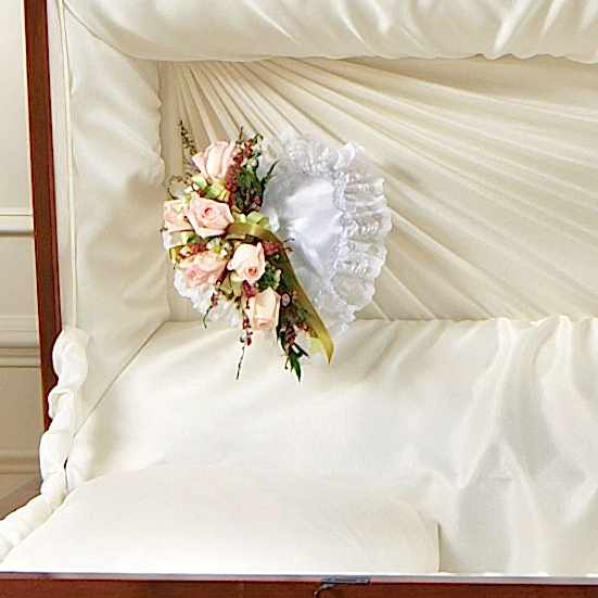 Pastel Satin Heart Casket Pillow Personal Sympathy Tributes
