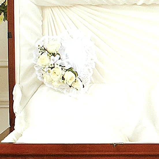 White Satin Heart Casket Pillow Personal Sympathy Tributes