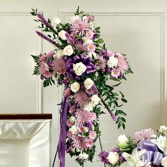 Always Remember Lavender Floral Cross Tribute Sympathy