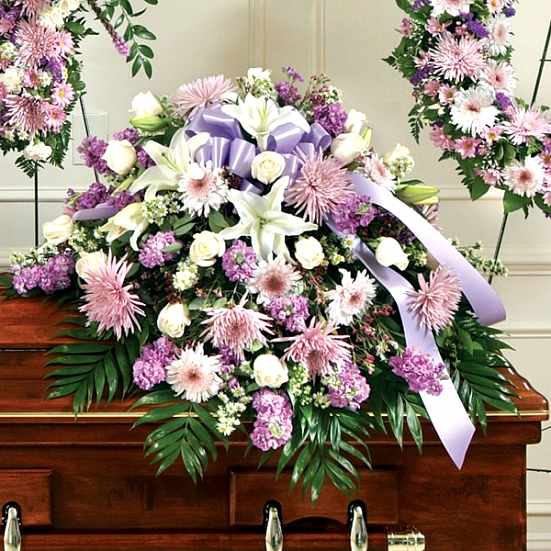 Cherished Memories Lavender Half Casket Cover Sympathy