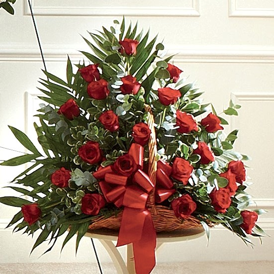 Red Rose Fireside Basket Sympathy