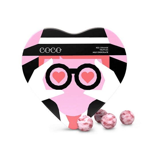 COCO Red Orange Truffles Heart Tin COCO Chocolatier