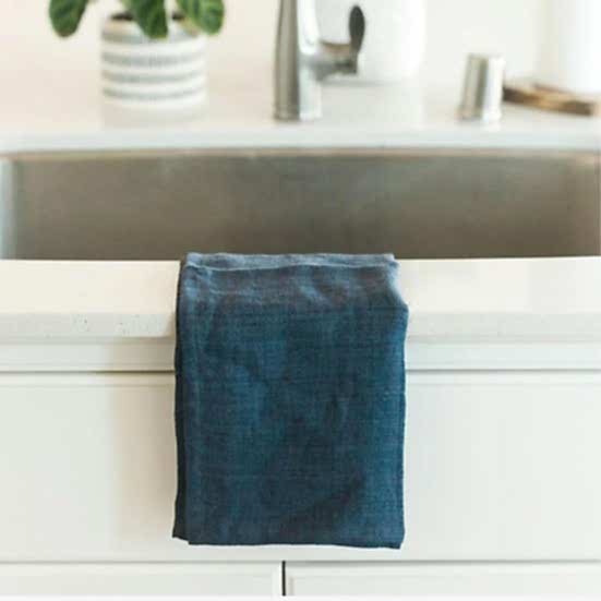 Creative Women Stone Washed Linen Navy Tea Towel Get Well